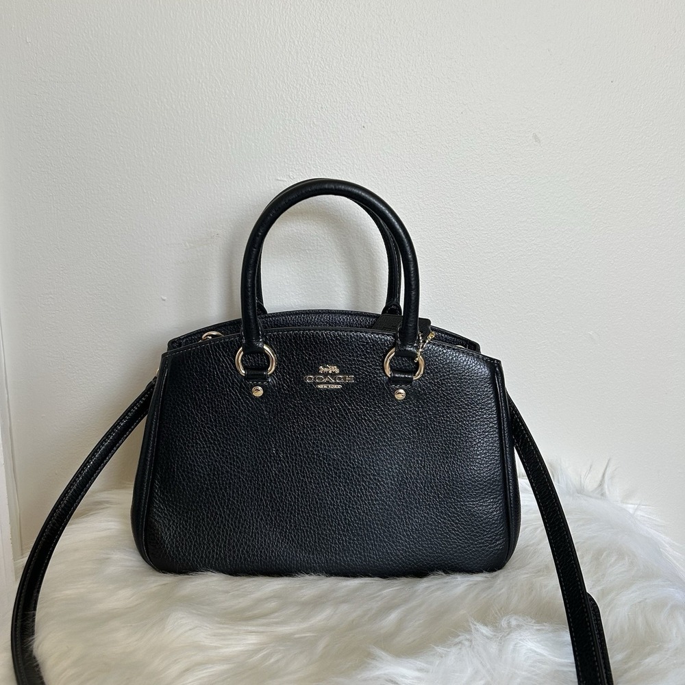 Coach Savannah Small Black Pebbled Leather Satchel‎ Shoulder Bag Excellent